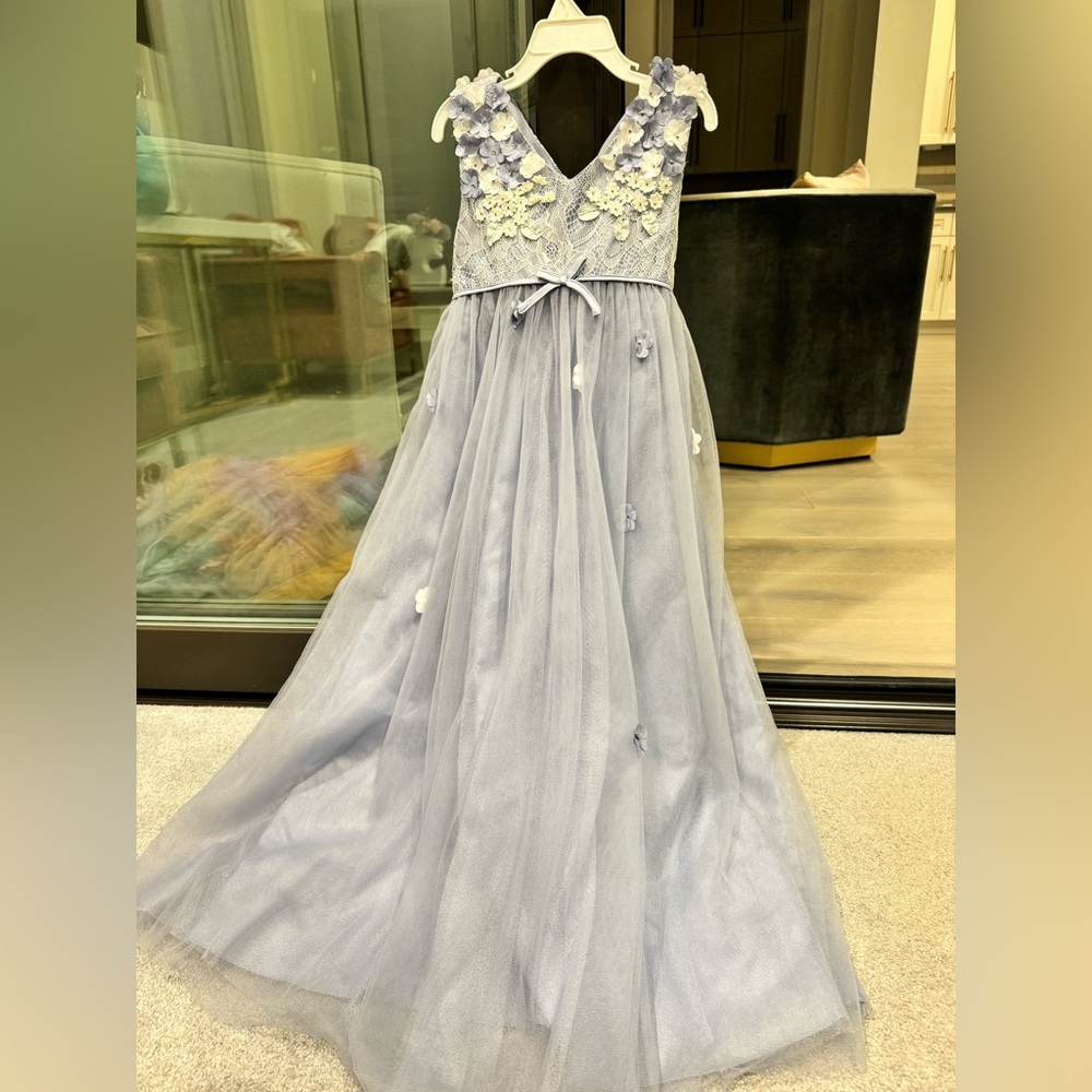 Monsoon girls formal light blue  tulle maxi size 8-9